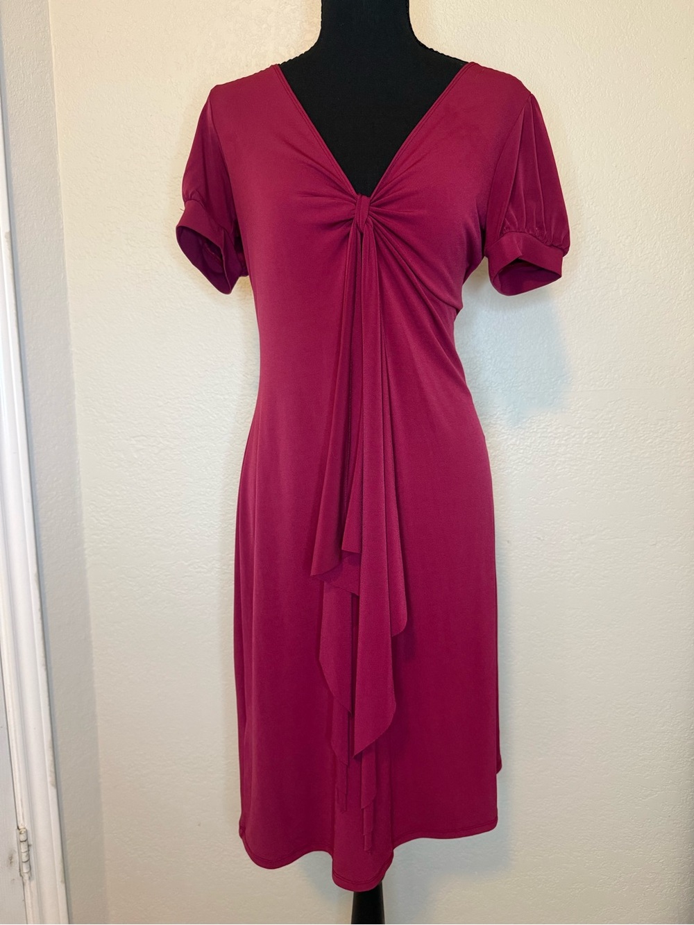 Max & Cleo Knot-Front Dress in Deep Magenta